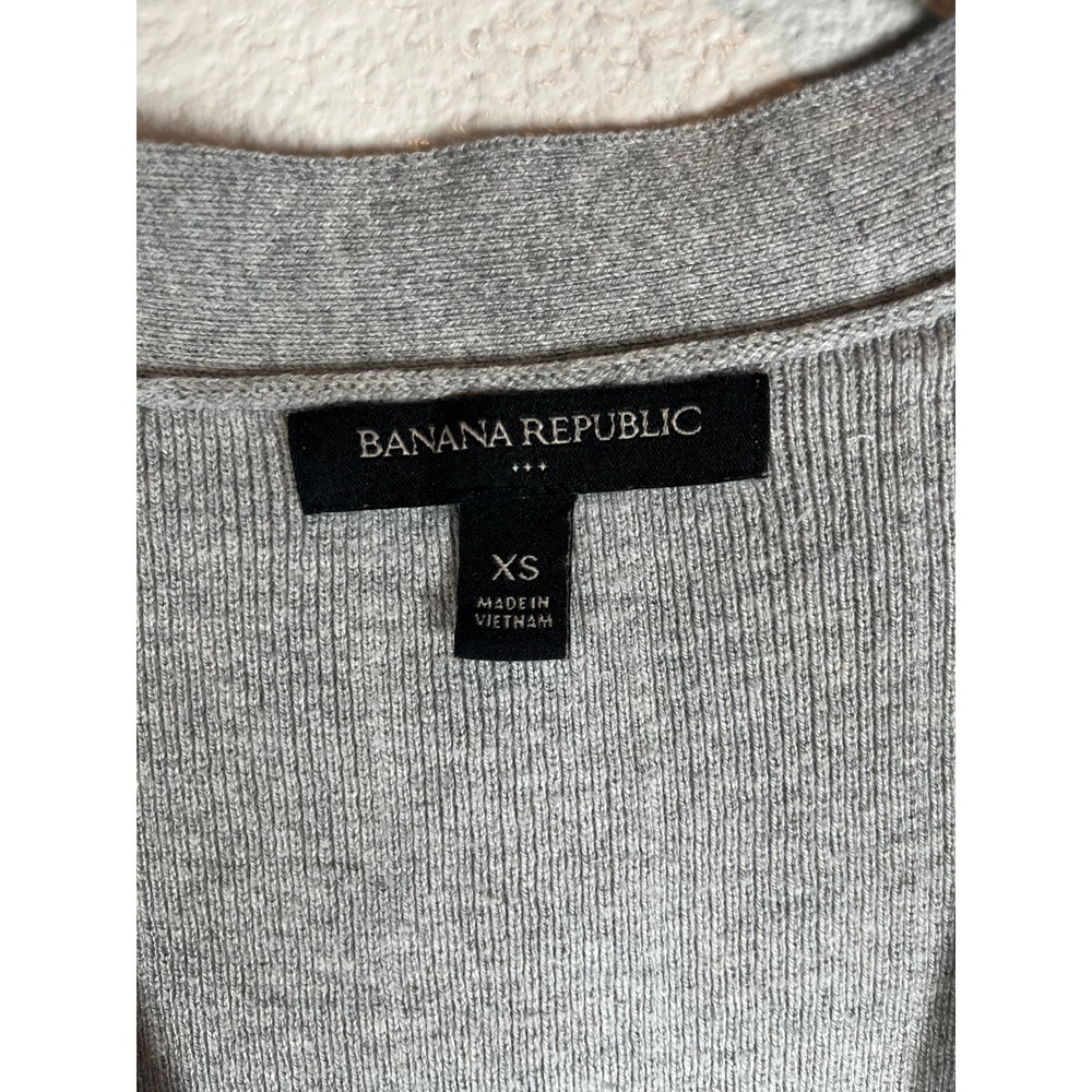 Banana Republic Ribbed V-Neck Cardigan Sweater Button Up Gray Extra Small - Picture 4 of 7